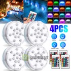 4PCS Underwater Swimming Pool Lights 13 LED Submersible Pool Fount Lights+Remote