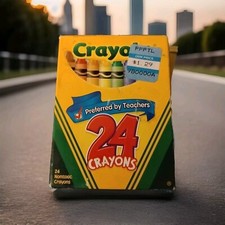 2006 Vtg Crayola Crayons Box of 24 22 Used 2 New w/ Discont'd Dandelion Color