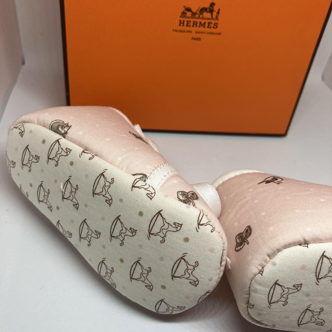 Hermes baby shoes 100% cotton Pink Linen Animal Print Hermes baby shoes 100% cotton Pink Linen Animal Print