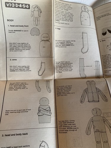 Simplicity 7650 Abbie's Jiffy paquete de 6 22" muñeca trapo y ropa patrón artesanal - Imagen 6 de 6