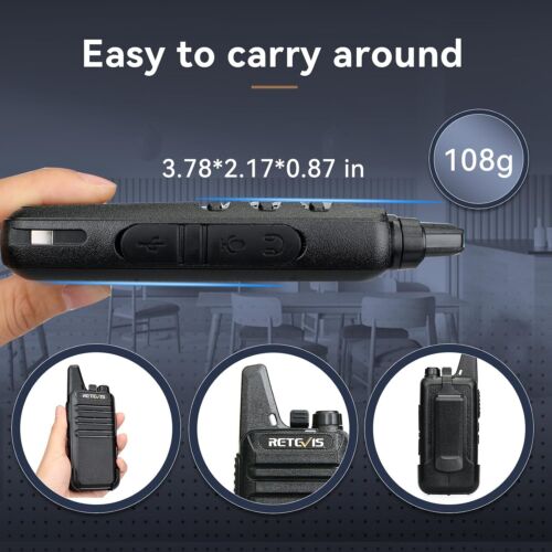 Retevis RT22 UHF 2W Walkie Talkie Long Range Two Way Radio Church/School*10+USB - Picture 3 of 11