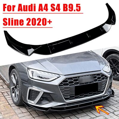 IDENUONA Front Bumper Lip Kit – For Audi A4/S4 B9.5 S-Line 2020-2024 (Gloss Black, 3-Piece)