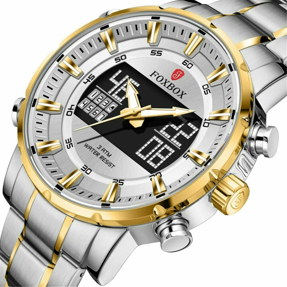LIGE FOXBOX Men Digital Quartz Watch Military Stopwatch Business Male Wristwatch