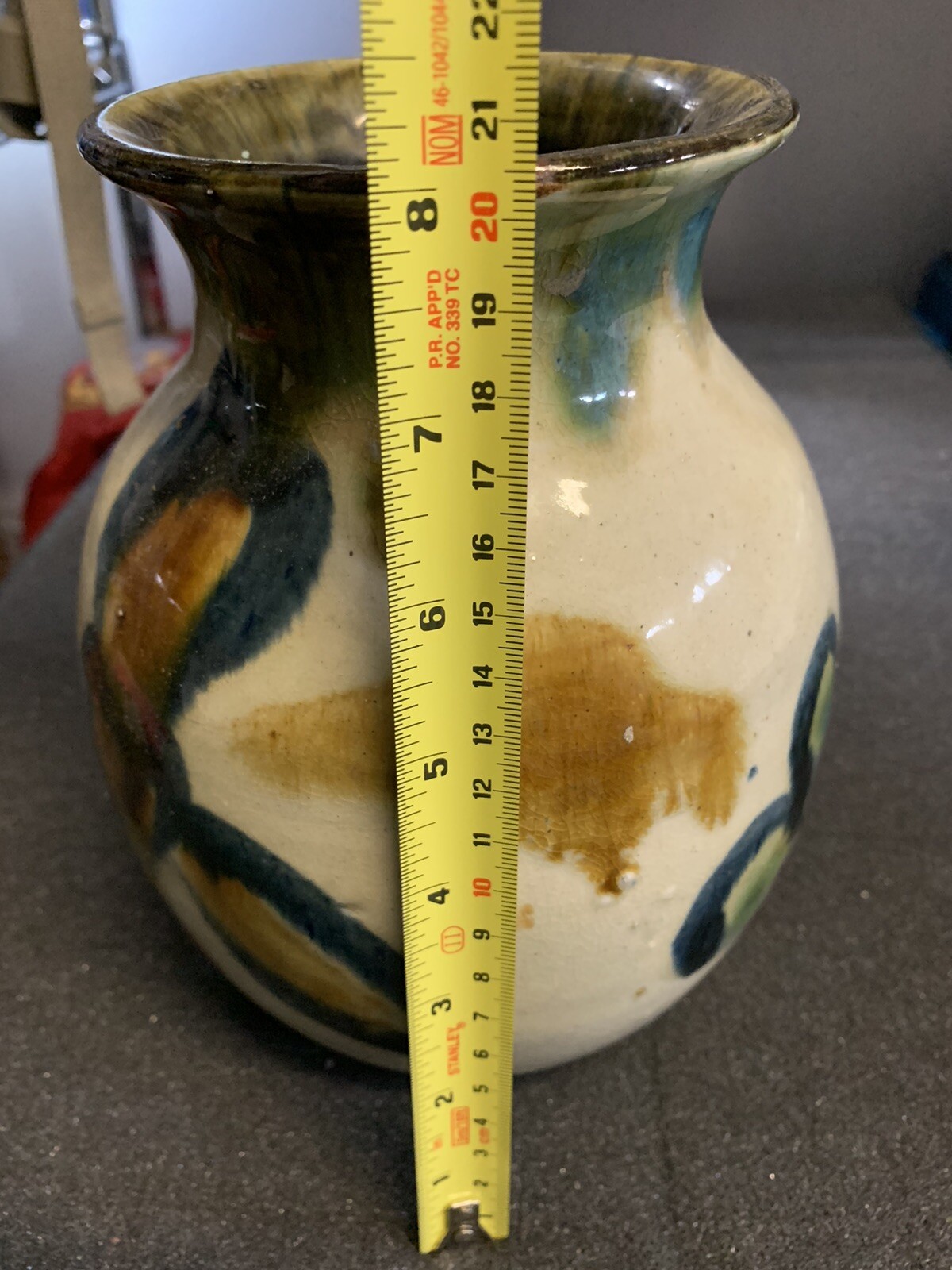 Vintage Asian Crackle Pottery Vase Urn Jar with signature on bottom. eBay