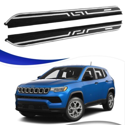 Fits 2017-2025 Jeep Compass Side Steps Nerf Bars Running Boards + brackets ALU
