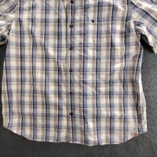 Camisa Carhartt Para Hombre 2XL Beige Gris Manga Corta Madras Cuadros Manga Corta Botón - Imagen 7 de 15