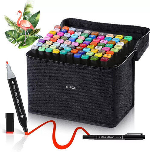 80 Colors Markers Graphic Drawing Painting Alcohol Art Dual Tip Sketch Pens Kit - Picture 2 of 9