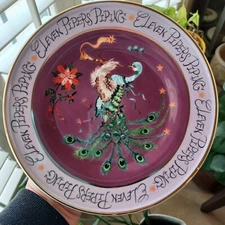 ANTHROPOLOGIE 12 DAYS OF CHRISTMAS PLATE #11 PHANNAPAST TAYCHAMAYTHAKOOL PIPERS