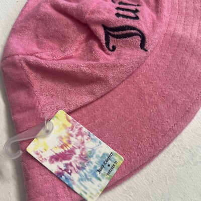 NWT Juicy Couture Bucket Hat Logo Pink Black Crown Terry  display picture 1