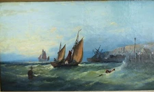 LMOP0579L 100% Handmade Painted Sailing Boat Sea Wave Art Oil Painting On Canvas