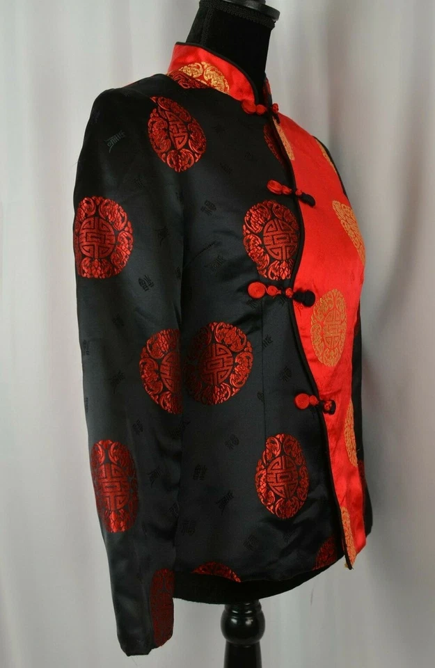 Blazer colorido sin marca estilo asiático para mujer con cuello mandarín talla mediana Foto 4 de 4