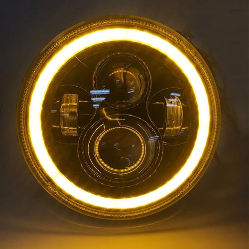 1Pair 7Inch Round LED Headlights For Jeep Wrangler LJ TJ CJ JK Halo Angel Eyes - Picture 13 of 18