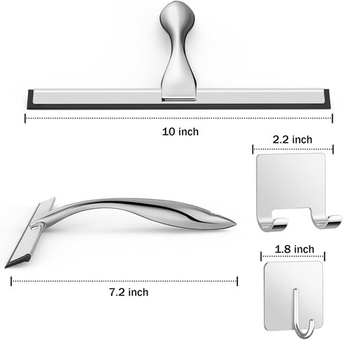 All-Purpose Stainless Steel Shower Squeegee for Shower Glass Door with 2 Adhesiv - Picture 3 of 7