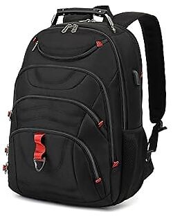 Mens 17.3 Laptop Backpack with USB Charging Port Travel Friendly Black-image