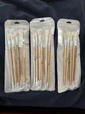 3 sets Gilding Goat Hair Mop Flat Brush Set 7 PCS for Watercolor Oil Painting