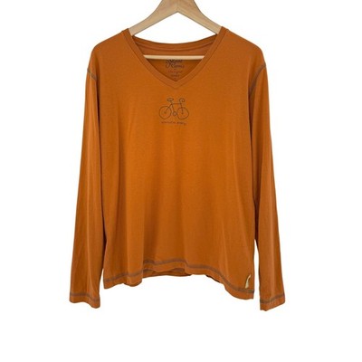Good Karma Life is Good Womens L Long Sleeve T Shirt Bicycle Organic Cotton