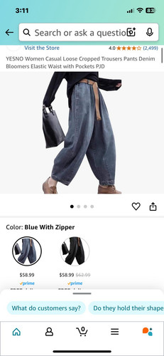 Neu YESNO Damen lässig locker cropped blau Denim Hose Medium Hose Unterhose - Bild 9 von 10