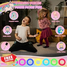 Pink Karaoke Machine for Kids 2 Mics Toys Age 4-12 Birthday