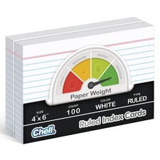 Chell Extra Heavyweight Ruled Index Cards 4x6 Inch, No 4"x6", White