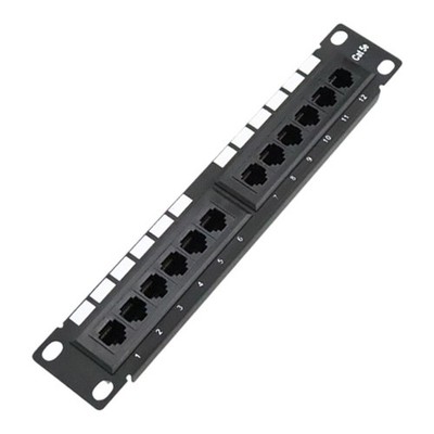 Wall Mount 12 for port Patch Panel CAT.5A CAT.6 Unshielded Black 253x44x30mm