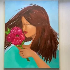 Original Acrylic Painting Tranquil Reflection Colorful Fashion Wall Art 16 X 20