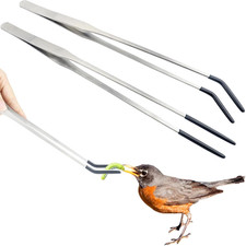 2Pcs Reptile Feeding Tong with Rubber Tip Aquarium Tweezers Stainless Steel Stra