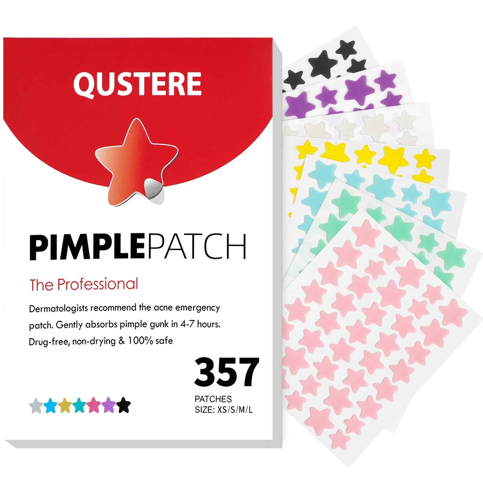 Pimple Patches for Face, Colorful Hydrocolloid Acne Patches, Cute Star Zit Co...