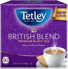 Tetley British Blend Premium Black, 80-Count Tea Bags, 7 Ounce, Pack of 2