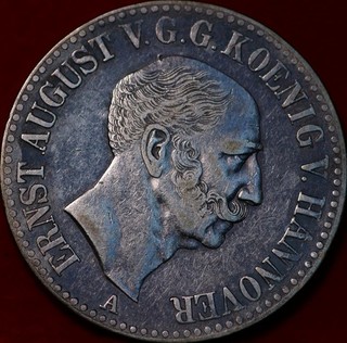 1845 German States Hanover Thaler Silver Foreign Coin