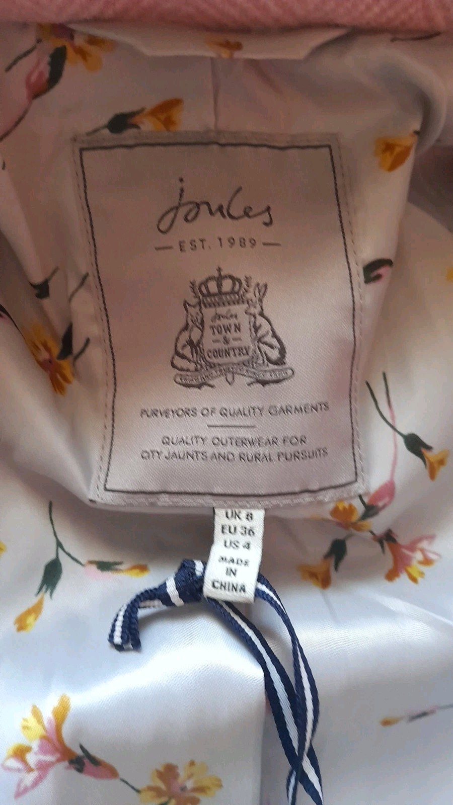 BNWT New JOULES Women's ADDINGTON Pink Herring Coat Jacket UK 8 RRP:£139 image 10