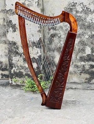 22 String harp SOLID ROSEWOOD Extra Strings & Carrying case Great for Teenagers