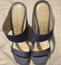 Jessica Simpson Blue Espadrille Wedge Slide S...