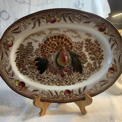 Fred Roberts Turkey Thanksgiving Platter Vintage Ex-Large