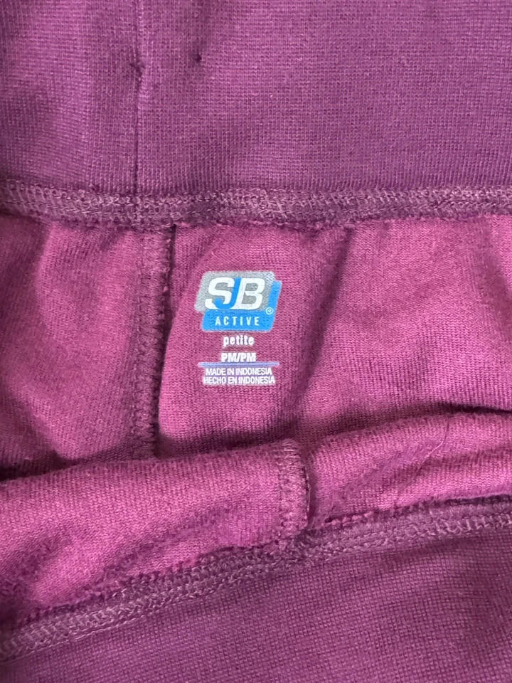 SJB ACTIVE WOMAN ‘S Petite Medium WINE - COTTON STRETCH VELOUR PANTS NWT - Image 3 of 4