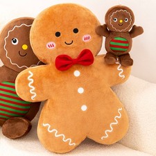 Christmas Gingerbread Man Plush Stuffed Christmas Tree Shaped Decorative Throw