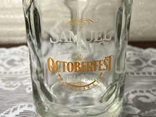 SAMUEL ADAMS Octoberfest RAISE THE STEIN Glass Beer Mug Heavy Collectors Mug