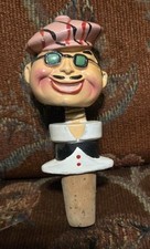 Vtg MCM Beatnik Hep Cat Bobble Head Corks Bottle Stopper Nodder 1960s