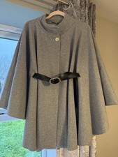 Bnwt Stunning Ladies Grey Cape Shawl With Gold Button & Belt Curve One Size 22