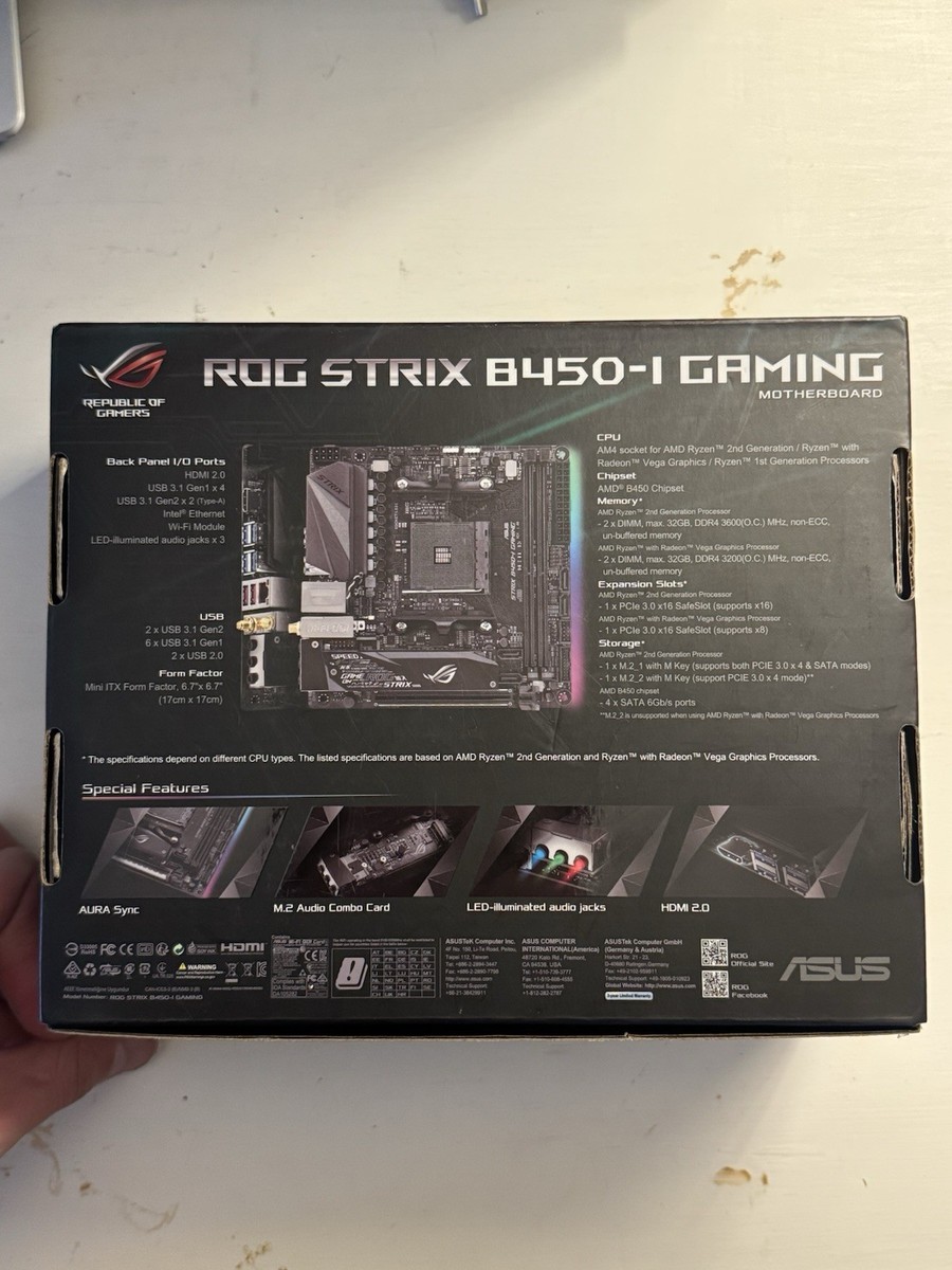 ASUS ROG STRIX B450-I GAMING Socket AM4 Mini ITX AMD B450