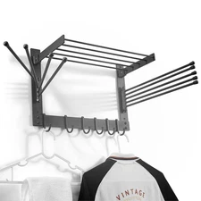 Wall-Mounted Steel Drying Rack - Swivel Towel Hanger for Laundry Room & Bathroo