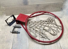 Vintage Heavy Duty Metal Basketball Hoop w/Net,  19" Rim with Springs