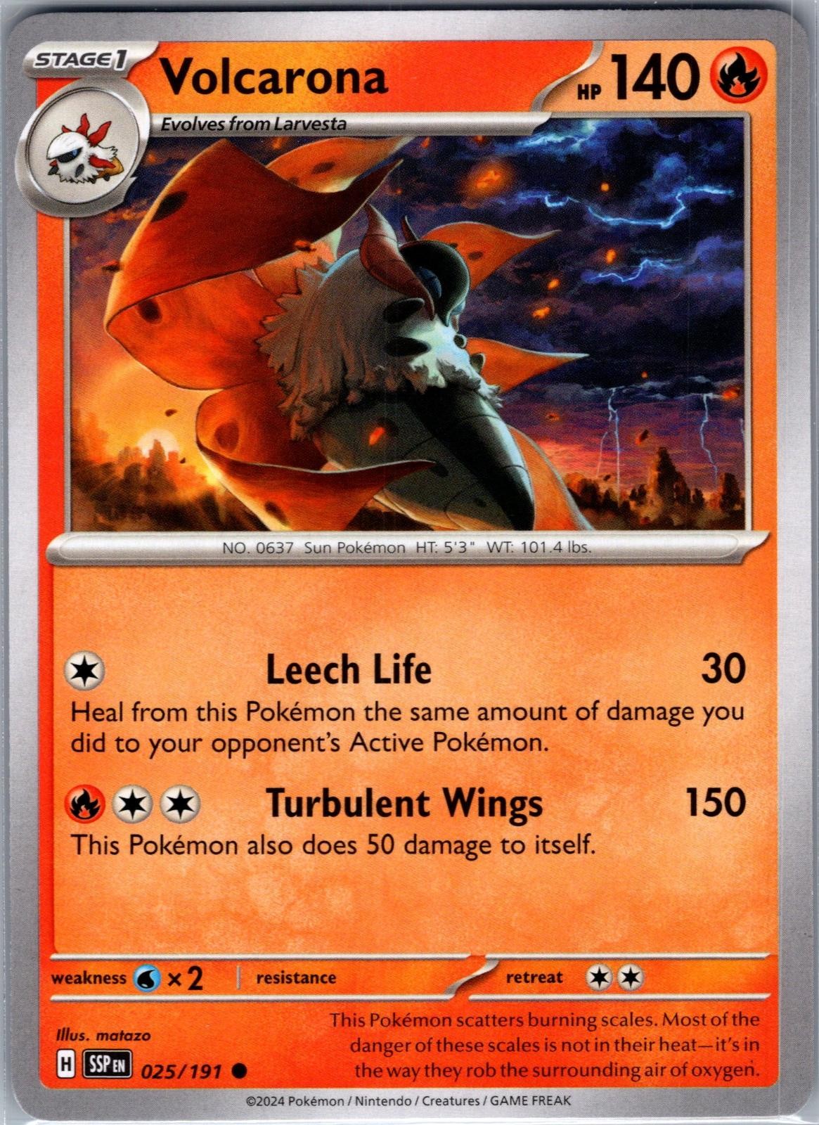 Volcarona 025/191 Common Surging Sparks Pokemon Near Mint