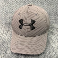 Under Armour Youth Grey Heatgear Mesh Stretch Fit Baseball Cap Hat Logo