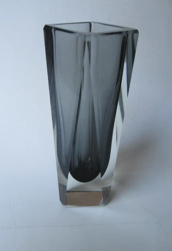 Vintage MCM MURANO Glass Vase Faceted 6.5” Flavio Poli? Sommerso? Mandruzzato?