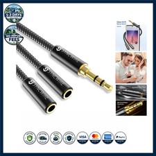 Durable 3.5mm Nylon-Braided Headphone Splitter for Dual Output Devices - Black