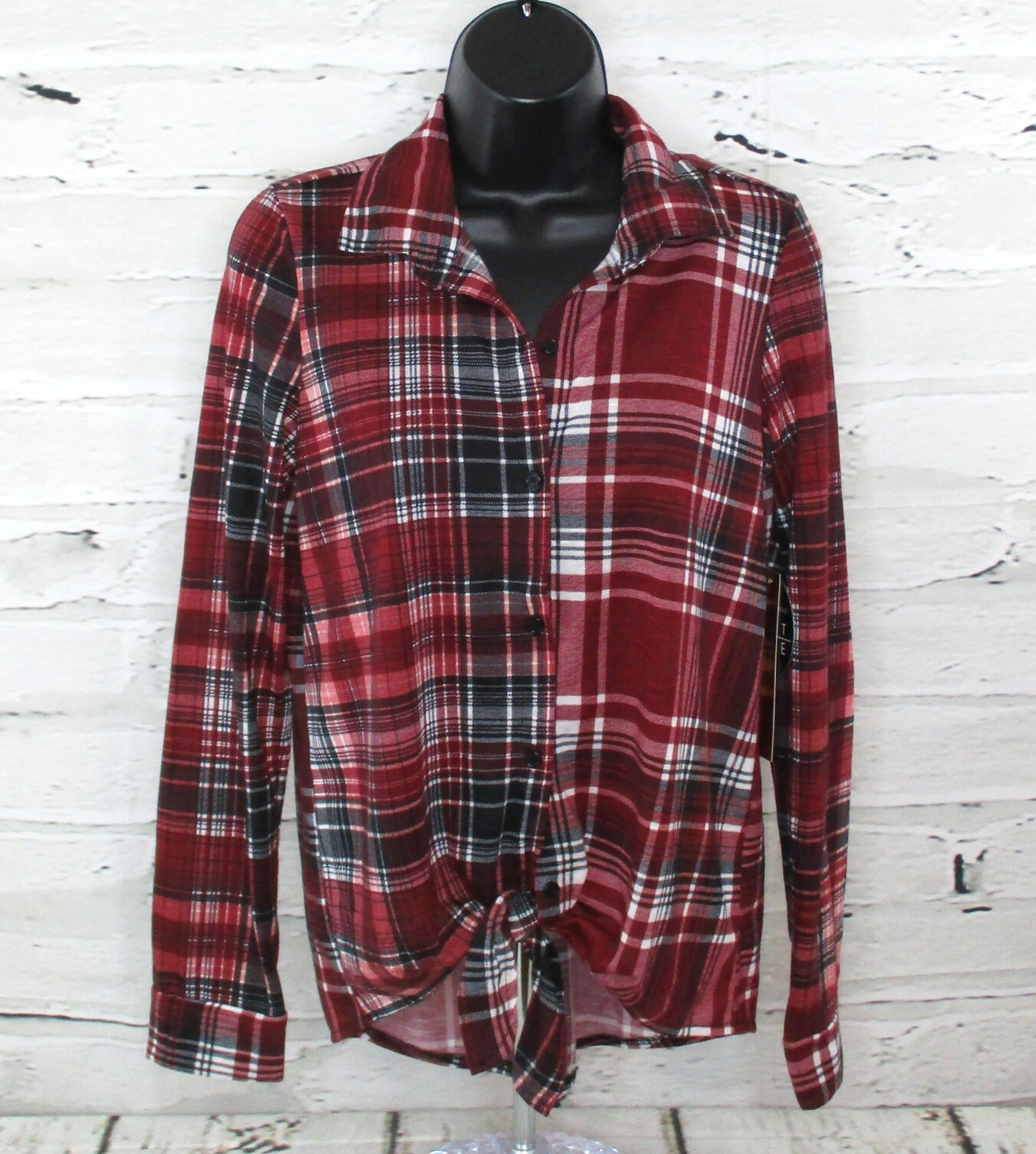 Almost Famous Plaid Shirt Med (7/9) JRS Tie Front Y2K Skater