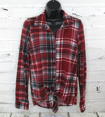Almost Famous Plaid Shirt Med (7/9) JRS Tie Front Y2K Skater Indie Grunge NWT