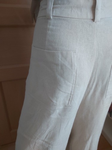 Schlichte beige sand Damenhose in Leinenoptik mit Knopf u. Reißv. Gr. XL 32 - Bild 5 von 8