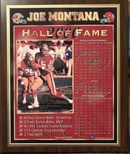 Joe Montana Plaque Hall Of Fame  1 of 2000 limited edition in Year 2000.