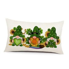 St. Patrick's Day Pillow Cover 12x20 Inch Green Elves Throw Pillow Cover